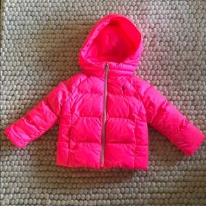 Ralph Lauren baby neon pink puffer jacket 24m